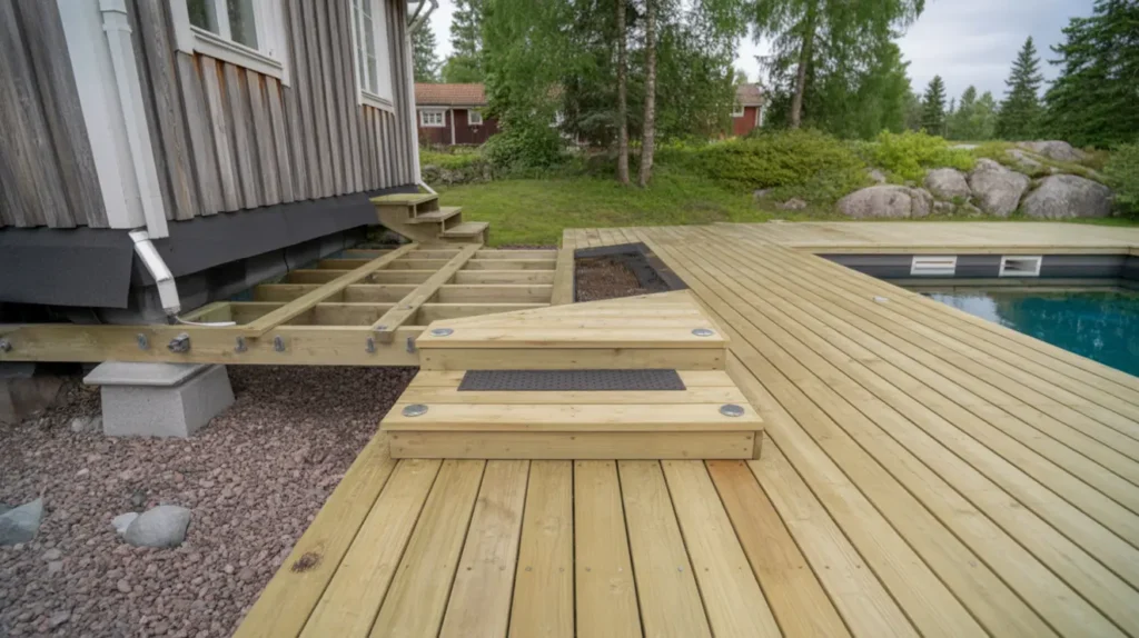 bygga altan poold ck r tt konstruktion inf stning och halkskydd