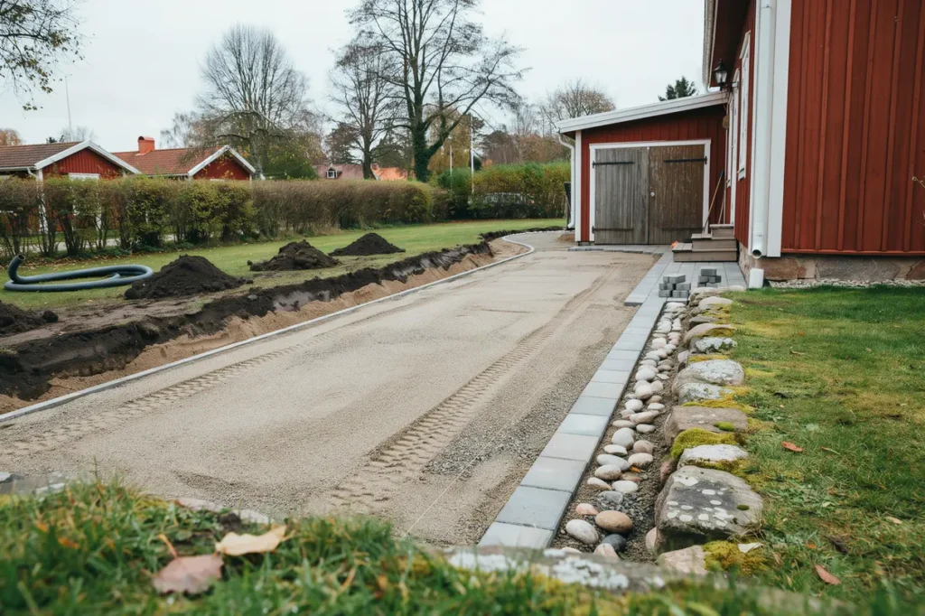 planera markarbete f r garageuppfart m tt b righet och smart dagvattenhantering